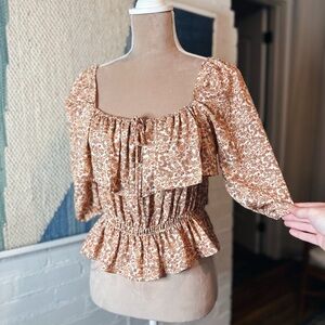 Chelsea & Violet Brown Floral Blouse